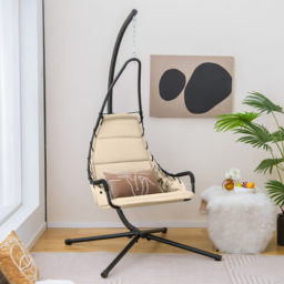 Costway Beige Hammock Swing Chair with Padded Seat - Size: 105 x 101 x 206cm - Cream - Wilko