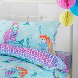 little furn. Mermaid Toddler Multicolour Kids Duvet Cover Set - Wilko - thumbnail 4