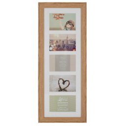Oxford Wood Effect 5 Aperture Photo Frame - Size: A6 - Brown - The Port. Co Gallery - Wilko