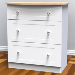 Crowndale Sussex 3 Drawer White Ash and Bardolino Oak Deep Chest of Drawers Ready Assembled - Wilko - thumbnail 1