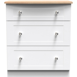 Crowndale Sussex 3 Drawer White Ash and Bardolino Oak Deep Chest of Drawers Ready Assembled - Wilko - thumbnail 4