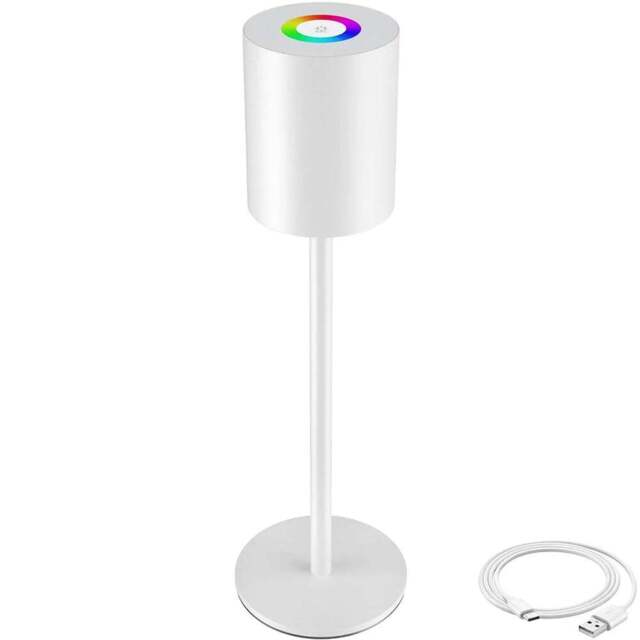 tectake Corly White Rechargeable Dimmable Table Lamp - Size: 37 x 10 x 10cm - Wilko - image 1