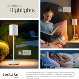 tectake Corly White Rechargeable Dimmable Table Lamp - Size: 37 x 10 x 10cm - Wilko - thumbnail 6
