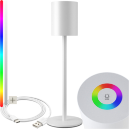 tectake Corly White Rechargeable Dimmable Table Lamp - Size: 37 x 10 x 10cm - Wilko - thumbnail 4