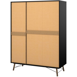 Florence Ry 3 Door 3 Drawer Matt Black and Walnut Wardrobe - Size: 3 Door, 3 Drawer - Furniture To Go - Wilko - thumbnail 6
