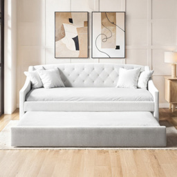 Flair Aurora Cream Boucle Daybed with Trundle - Size: Single - Wilko - thumbnail 6