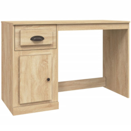vidaXL Single Door Single Drawer Study Desk Sonoma Oak - Size: 75 x 115 x 50cm - Brown - Wilko - thumbnail 3