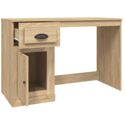 vidaXL Single Door Single Drawer Study Desk Sonoma Oak - Size: 75 x 115 x 50cm - Brown - Wilko - thumbnail 7