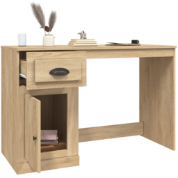 vidaXL Single Door Single Drawer Study Desk Sonoma Oak - Size: 75 x 115 x 50cm - Brown - Wilko - thumbnail 5