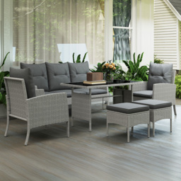 Outsunny 7 Seater Rattan Garden Sofa Set Grey - Wilko