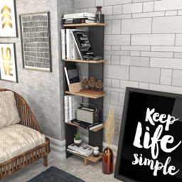 Decorotika Alis 5 Tier Black and Oud Corner Bookcase - Size: 170 x 45 x 21.6cm - Multi - Wilko - thumbnail 5
