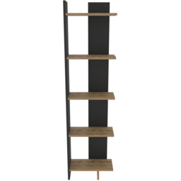 Decorotika Alis 5 Tier Black and Oud Corner Bookcase - Size: 170 x 45 x 21.6cm - Multi - Wilko - thumbnail 4