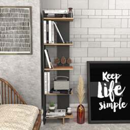 Decorotika Alis 5 Tier Black and Oud Corner Bookcase - Size: 170 x 45 x 21.6cm - Multi - Wilko