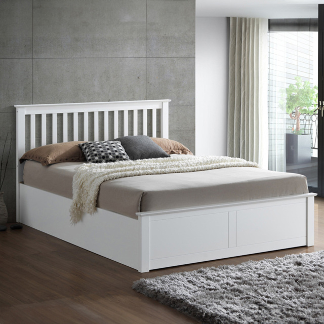 Malmo Small Double White Wooden Ottoman Bed Frame - Bedmaster - Wilko - image 1