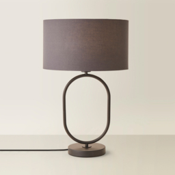 ValueLights Antonia Charcoal Fabric Drum Shade Matte Black Oval LED Table Lamp - Size: 42.3 x 25 x 25cm - Wilko - thumbnail 6