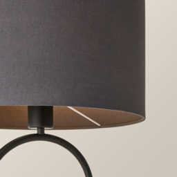 ValueLights Antonia Charcoal Fabric Drum Shade Matte Black Oval LED Table Lamp - Size: 42.3 x 25 x 25cm - Wilko - thumbnail 4