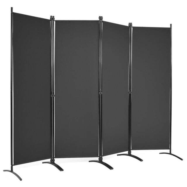 Costway 4 Panel Black Wall Privacy Screen - Wilko - image 1