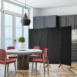 Costway 4 Panel Black Wall Privacy Screen - Wilko - thumbnail 4