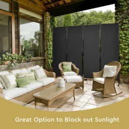 Costway 4 Panel Black Wall Privacy Screen - Wilko - thumbnail 5