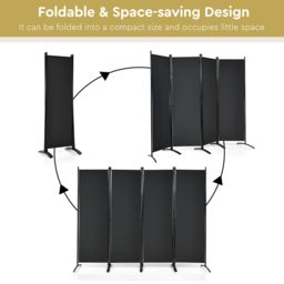 Costway 4 Panel Black Wall Privacy Screen - Wilko - thumbnail 7