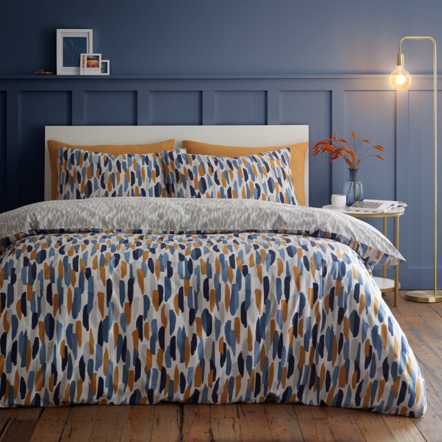 My Home Ellison Duvet Cover and Pillowcase Set - Blue/King - Wilko