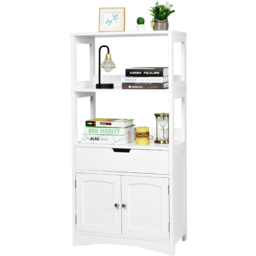 Costway 2 Door Single Drawer 2 Shelf White Freestanding Wooden Cabinet - Size: 102 x 40 x 19cm - Wilko - thumbnail 4