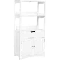 Costway 2 Door Single Drawer 2 Shelf White Freestanding Wooden Cabinet - Size: 102 x 40 x 19cm - Wilko - thumbnail 3