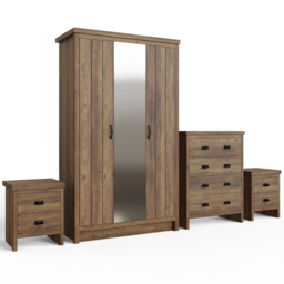 GFW Boston Knotty Oak 4 Piece Bedroom Furniture Set - Brown - Wilko - thumbnail 3