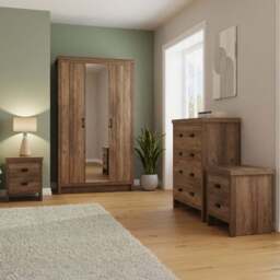 GFW Boston Knotty Oak 4 Piece Bedroom Furniture Set - Brown - Wilko - thumbnail 1