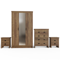GFW Boston Knotty Oak 4 Piece Bedroom Furniture Set - Brown - Wilko - thumbnail 4