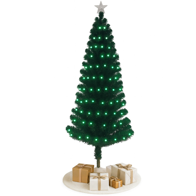 Noel Square Pre Lit LED Fibre Optic Xmas Tree 1.9ft - Size: 2ft - Green - Wilko - image 1