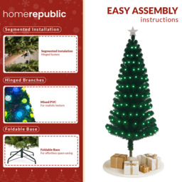 Noel Square Pre Lit LED Fibre Optic Xmas Tree 1.9ft - Size: 2ft - Green - Wilko - thumbnail 5