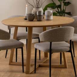 Florence Malika Round Dining Table Oak - Brown - Furniture To Go - Wilko