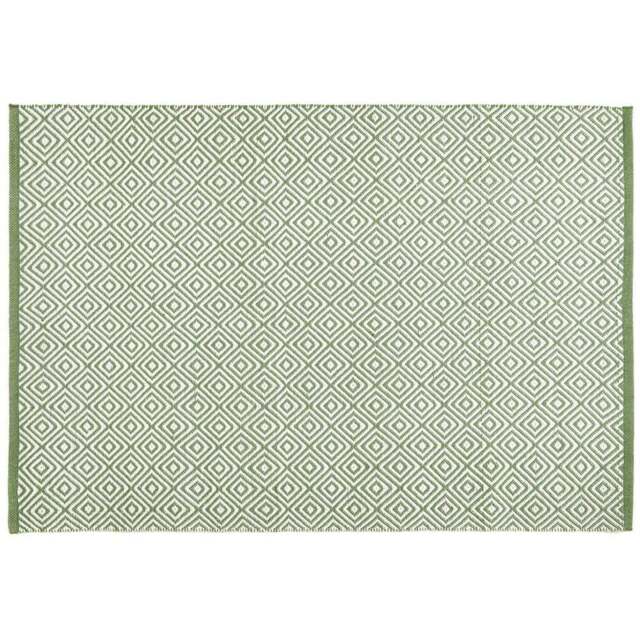 Hug Rug Dark Green Diamond Woven Rug 80 x 150cm - Wilko - image 1