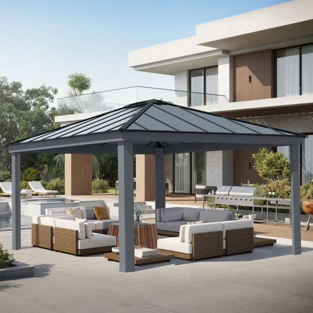 Palram Canopia Dallas 4.2 x 4.8m Grey Gazebo - Size: 207.5 x 422 x 483cm - Wilko - image 1