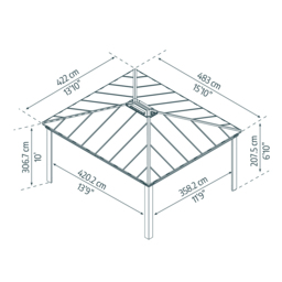 Palram Canopia Dallas 4.2 x 4.8m Grey Gazebo - Size: 207.5 x 422 x 483cm - Wilko - thumbnail 4