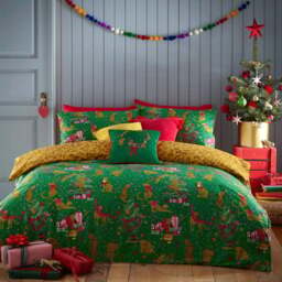 furn. Purrfect Toddler Green and Gold Abstract Leopard Duvet Cover Set - Multi - Wilko