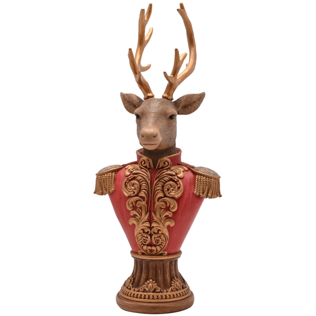 The Seasonal Gift Co Regal Tidings Red and Gold Reindeer Bust Decoration 30cm - Size: 30 x 15 x 10cm - The Seasonal Gift Co. - Wilko - image 1