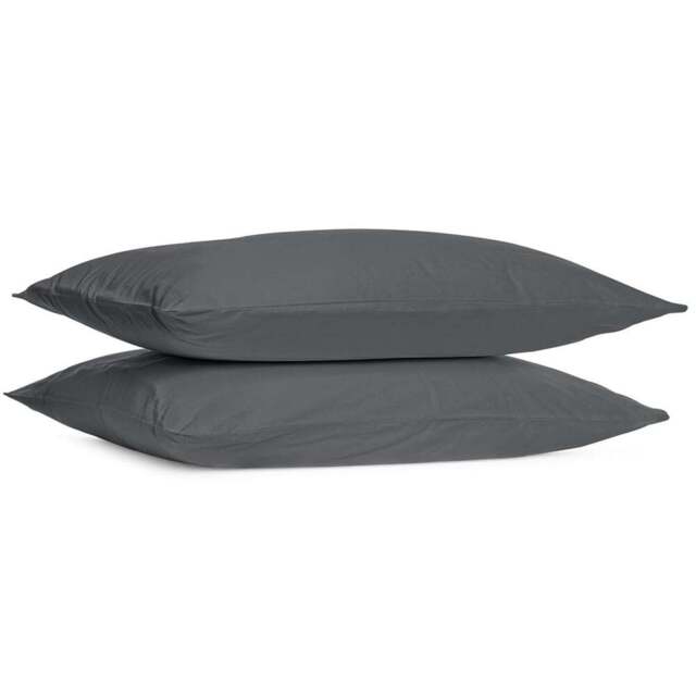 Divante 180 Thread Count Cotton Oxford Pillowcases - Charcoal - Wilko - image 1