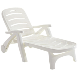 Living and Home Plastic Foldable Outdoor Lounger with Wheels - White - Wilko - thumbnail 3