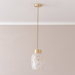 ValueLights India Confetti Glass Shade Brushed Gold Capped LED Ceiling Pendant Light - Size: 131 x 31.5 x 31.5cm - Wilko - thumbnail 4