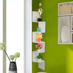 Living and Home 5 Tier White Wooden Zigzag Floating Corner Shelves - Size: 19.5 x 19.5 x 122cm - Wilko - thumbnail 6