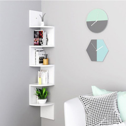 Living and Home 5 Tier White Wooden Zigzag Floating Corner Shelves - Size: 19.5 x 19.5 x 122cm - Wilko - thumbnail 3