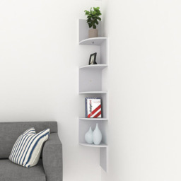 Living and Home 5 Tier White Wooden Zigzag Floating Corner Shelves - Size: 19.5 x 19.5 x 122cm - Wilko - thumbnail 5
