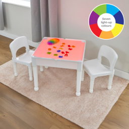 Liberty House Kids 2 Seater Table and Chair Set with LED - Size: 43 x 51 x 51cm - White - Wilko - thumbnail 7