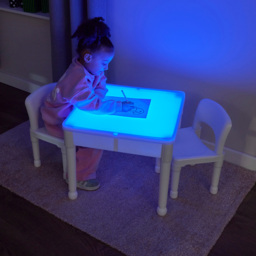 Liberty House Kids 2 Seater Table and Chair Set with LED - Size: 43 x 51 x 51cm - White - Wilko - thumbnail 3