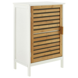 Premier Housewares Single Door White and Bamboo Small Floor Cabinet - Size: 45 x 30 x 68cm - Wilko - thumbnail 3