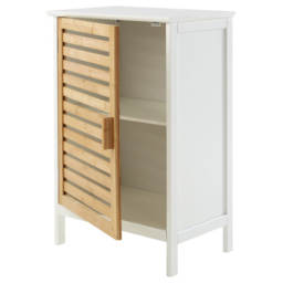 Premier Housewares Single Door White and Bamboo Small Floor Cabinet - Size: 45 x 30 x 68cm - Wilko - thumbnail 6