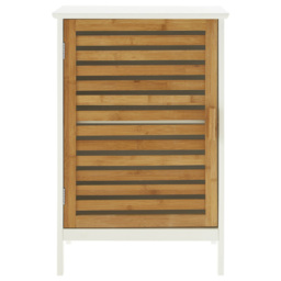 Premier Housewares Single Door White and Bamboo Small Floor Cabinet - Size: 45 x 30 x 68cm - Wilko - thumbnail 4