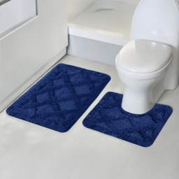 Velosso Knox Navy Bath Mat set - Size: 50 x 80 x 1cm - Blue - Wilko - thumbnail 3